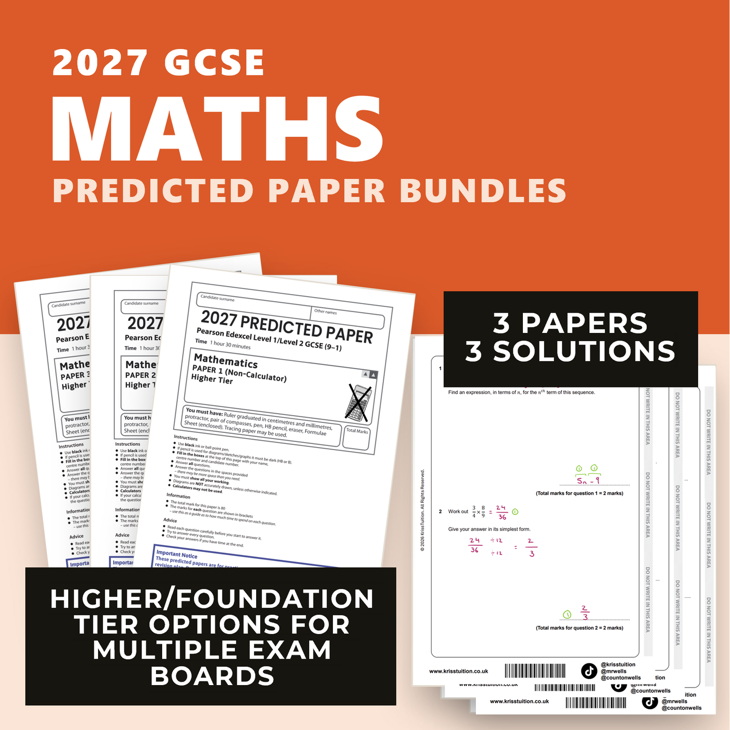 GCSE 2027 Predicted Maths Bundle | AQA, Edexcel or OCR | Foundation or Higher