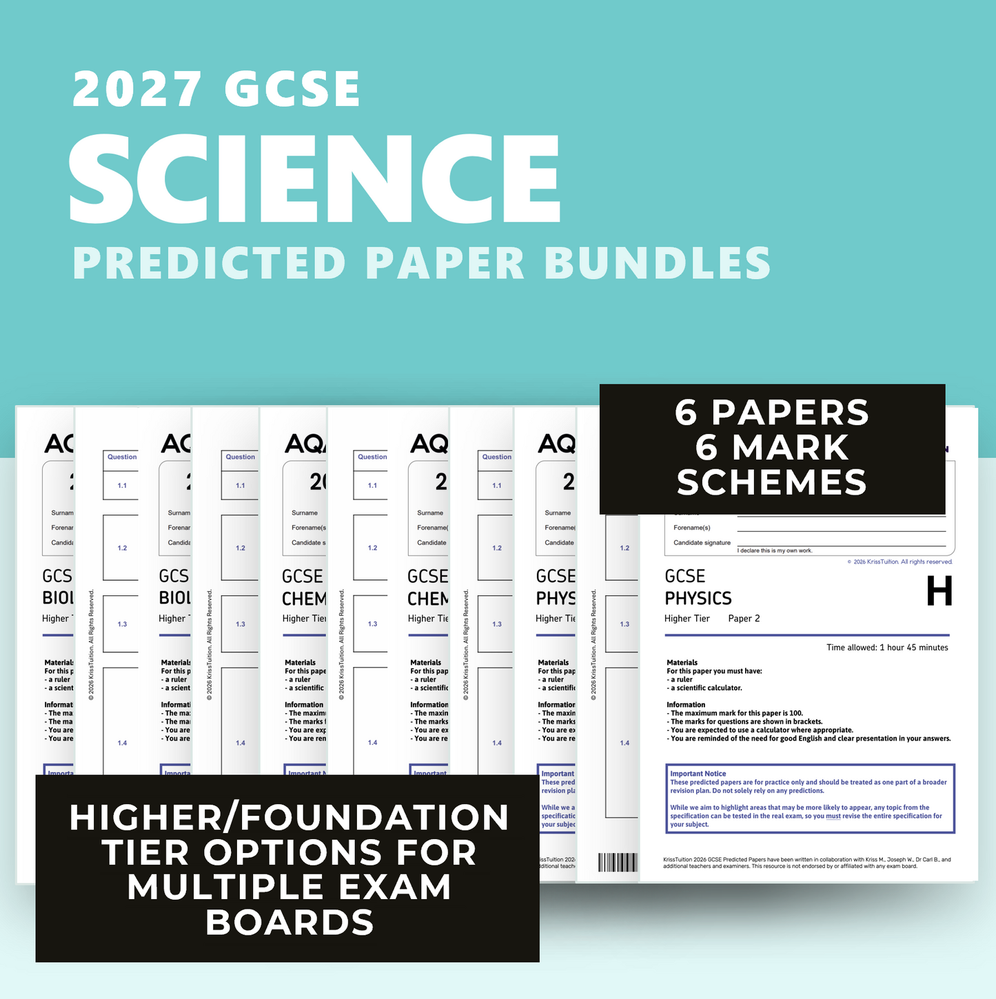 GCSE 2027 Predicted Science Bundle | AQA or Edexcel | Foundation or Higher