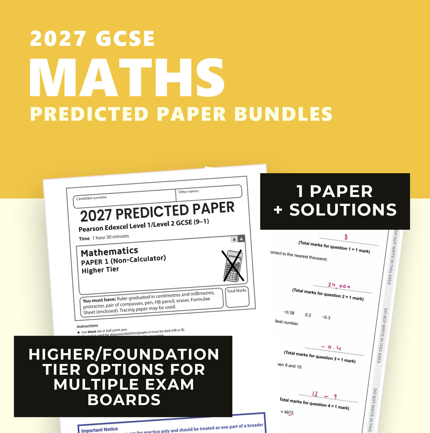 GCSE 2027 Predicted Maths Papers | AQA, Edexcel or OCR | Foundation or Higher