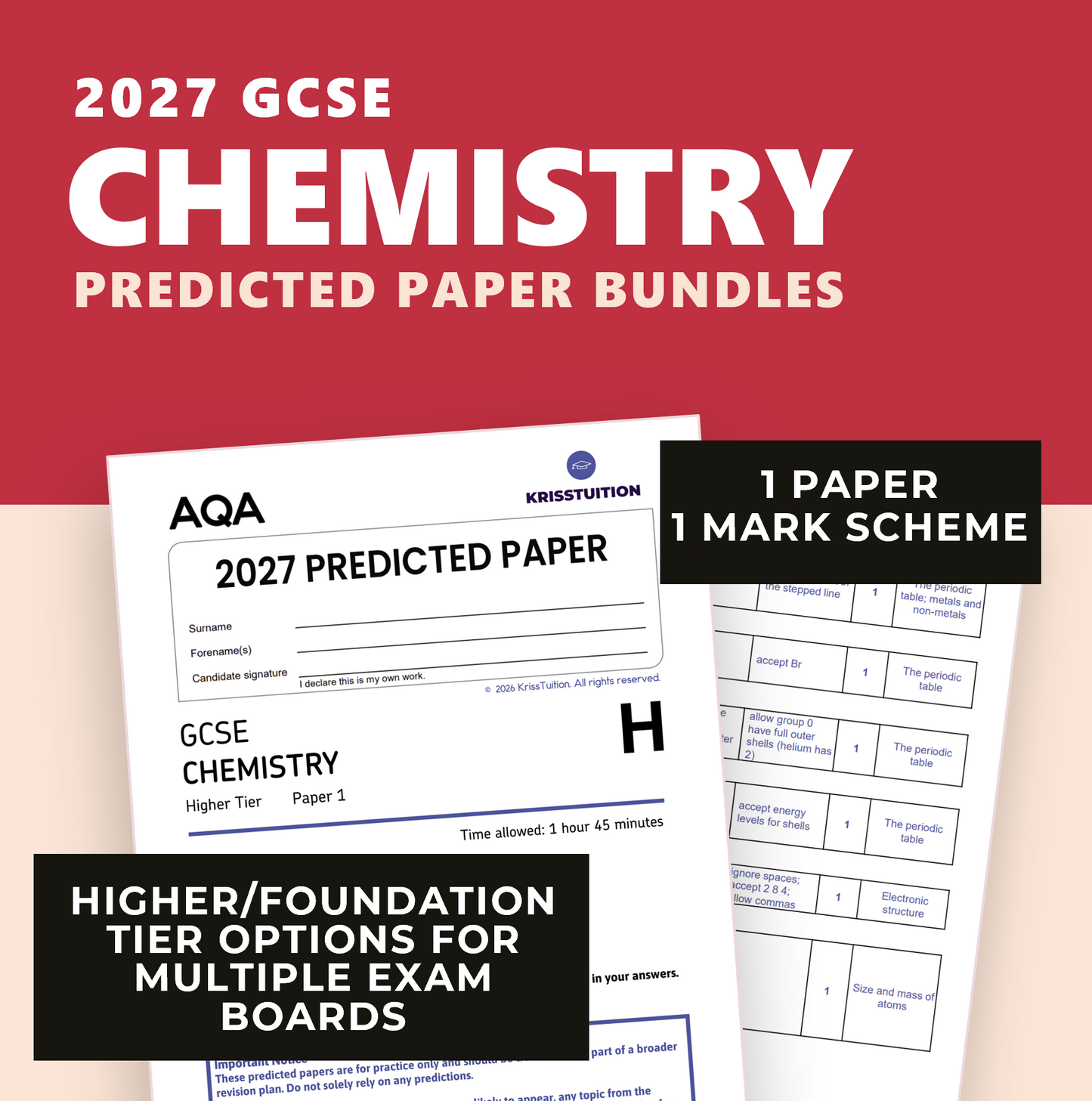 GCSE 2027 Predicted Chemistry Papers | AQA or Edexcel | Foundation or Higher