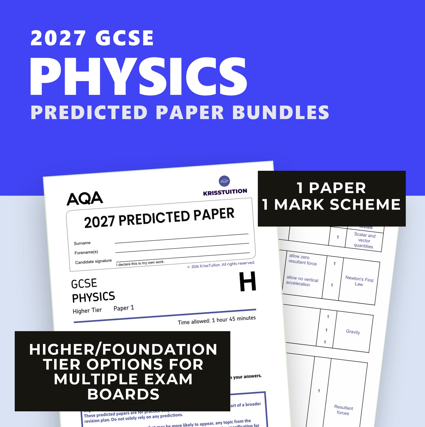 GCSE 2027 Predicted Physics Papers | AQA or Edexcel | Foundation or Higher