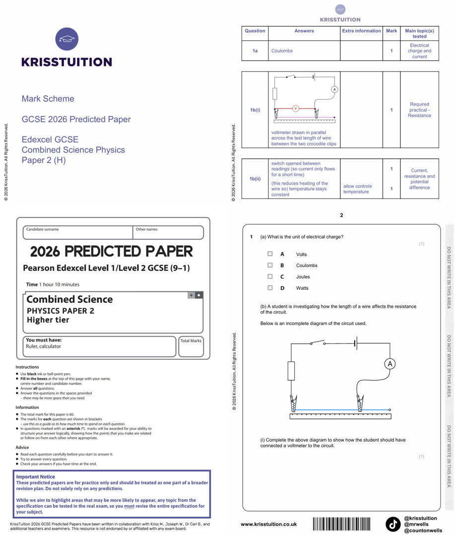 gcse 2026 edexcel combined science physics higher predicted paper 2 with mark scheme